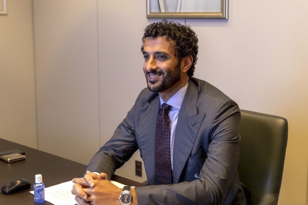 H.E. Abdulla bin Touq Al Marri presenting economic policy